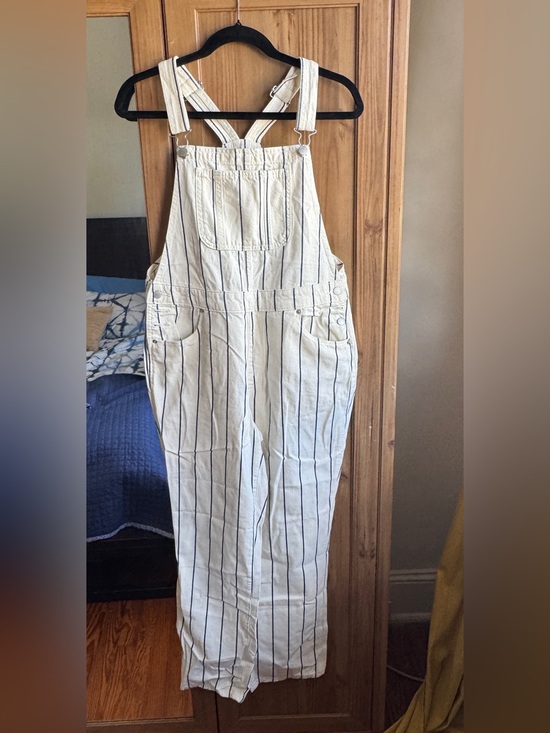 Universal Thread Pants - Universal Thread White & Navy Striped Overalls Size 8 100% cotton
